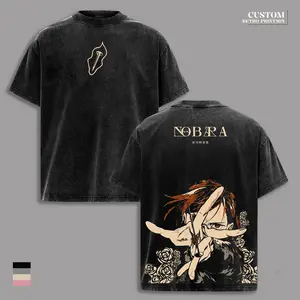 Nobara Kugisaki Jujutsu Kaisen Vintage Washed Oversized T-Shirt, JJK Season 3 Double Printed Hammer & Nail Anime Graphic Tee, Heavyweight Cotton Dark Streetwear All Season Unisex Shirts