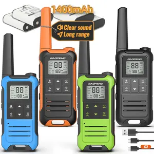 Baofeng Walkie Talkies for Adult FRS Radio Rechargeable Two Way Radio 1400mAh Li-ion Battery USB-C Cable NOAA Weather Alert Easy to Use Walky Talky for Hiking Camping(4 Pack)