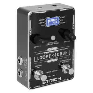 STRICH Stereo Looper Pedal Guitar Pedal with Built-in Drum Machine, 100 Diverse Drum Patterns, 160 Minutes Recording Time, USB for Audio Import/Export, Support Software Editing Footswitch Control