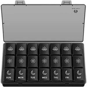 7 Day 3 Times A Day Weekly Pill Organizer  Daily Pill Case Container for Vitamins Supplements Travel Essentials Healthcare Aid Plastic Portable Proteins Calcium