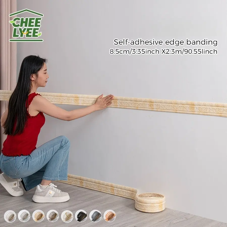 4 Rolls 3D European Style Foam Trim, Self-Adhesive Wall Edge Strip, DIY Decorative Wallpaper, Living Room Corner Protection, TV Background Wall, Wallpaper Border Peel and Stick, Self Adhesive PVC