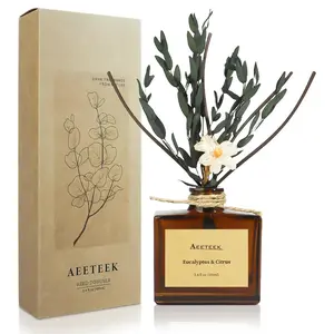Amber Moss Scented Fragrance Diffuser Set, 100ML Dry Flower Reeds, Long-Lasting Scent, Adjustable Concentration, Holiday Gift Box