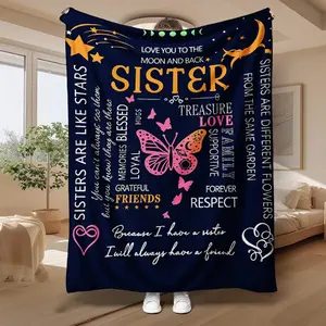 Soft Letter Pattern Flannel Throw Blanket with Storage Bag – Super Cozy Warm Bedding for Couch, Perfect Sister Gift, Ideal for Travel & Camping #CozyVibes #HomeRefresh