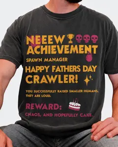 [Sale off up to 50%] New Achievement Unlocked Father’s Day Shirt, Funny Dad Crawler Tee, Spawn Manager Shirt, Gamer Dad Gift, Chaos and Cake Dad T-Shirt, Graphic Streetwear T-shirt