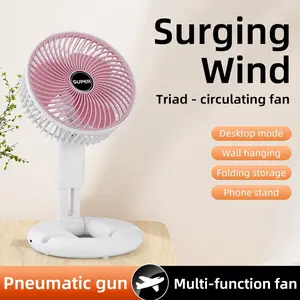 Retractable Foldable USB Mini Fan - Portable Handheld Cooling Fan with Lithium Battery, USB Charging, Lightweight and Quiet, Ideal for Travel, Bedside, Desk, Dorm - Gray/Pink