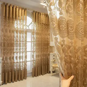 1panel European Luxury Floral Sheer Summer Curtain, Eyelet Hanging Style, Perfect for Living Room Bedroom Office Balcony Kitchen Decor