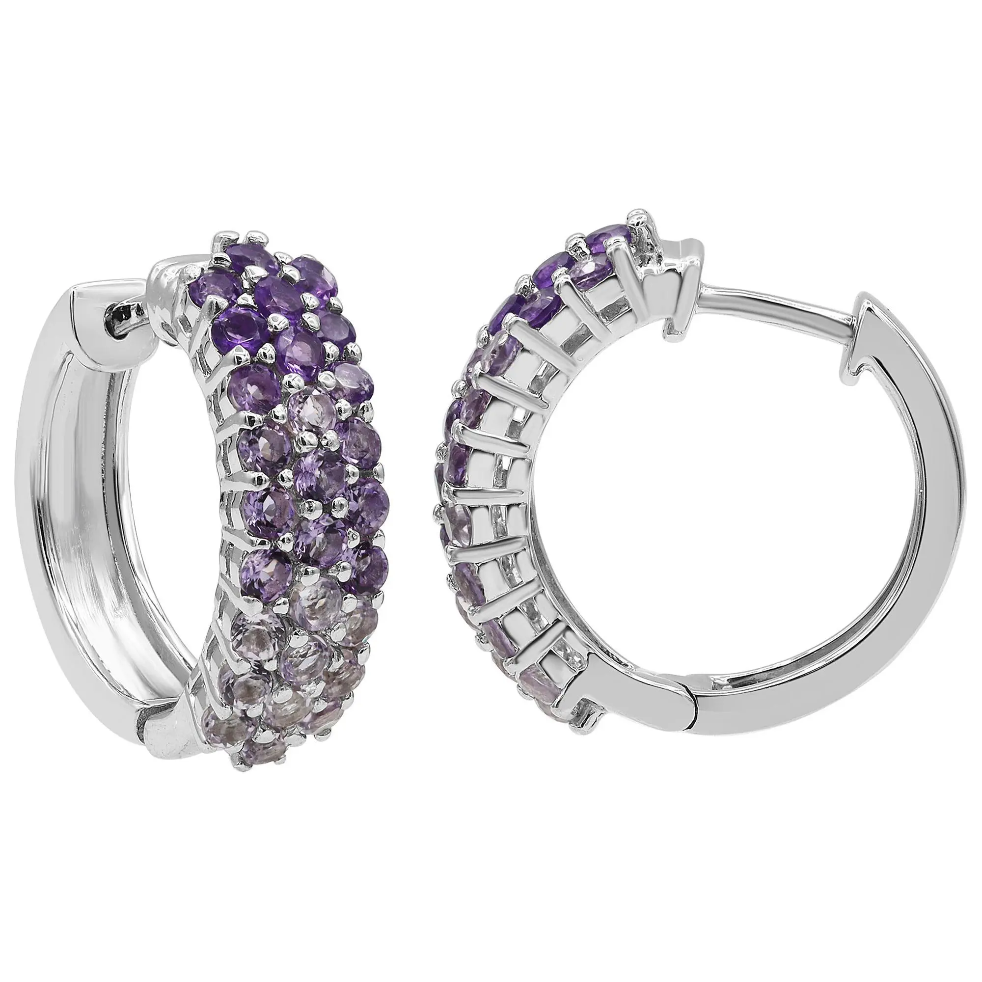Affinity Gems 2.30 cttw Amethyst Hoop Earrings,Sterling