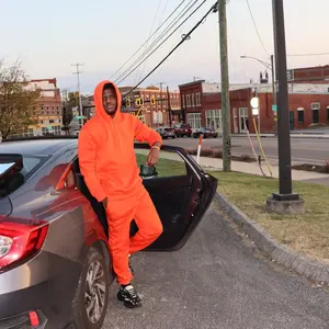 Plain Orange Hoodie Tracksuits Sweatshirts Pullover Long Sleeve Comfort Casual Menswear Man Jumpsuits