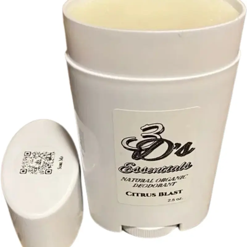3D’s Essentials Natural Organic Deodorant-Citric Blast Scent 2.5 oz