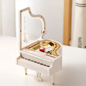 Piano Shape Music Box, Creative Gift for Friends and Couples, Birthday Present, Rotating Girl Music Box, Unique and Elegant Design, Decoration
