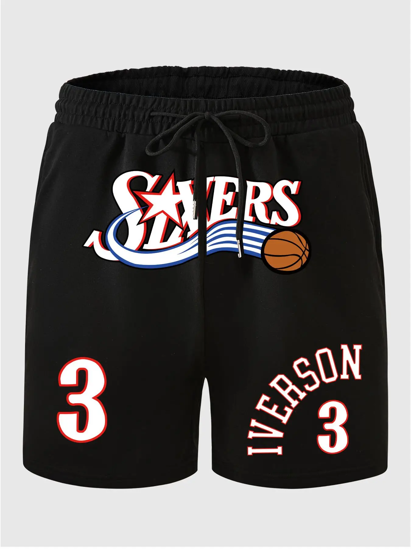 Men's Basketball Print Shorts, Regular Fit Casual Comfy Breathable Shorts for Daily Wear, Men's Bottoms for Summer