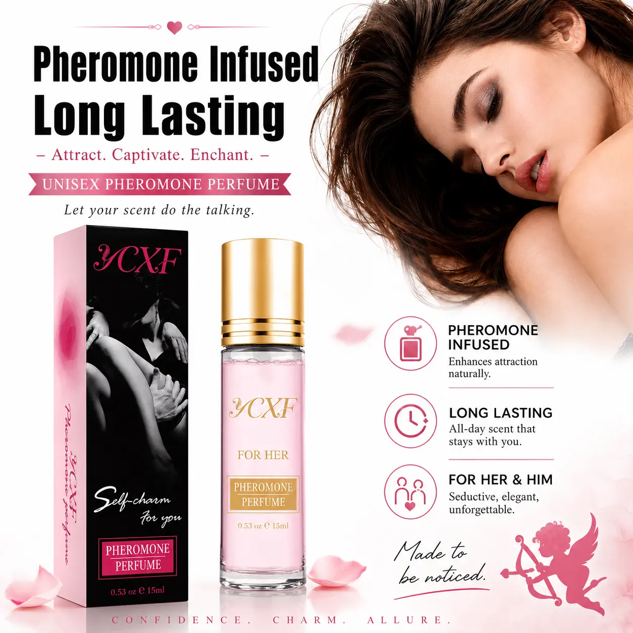 Pheromone Perfume for Women, Long-Lasting Fragrance Blend with Essential Oils, Fresh & Elegant Scent, 15ml Roll-On, Great Scent, Perfumes, Edp, Female Use, Multi-Pack, East Asian, Jasmine, Signature Scent