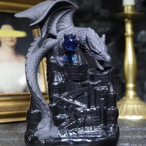 Dragon Ceramic Incense Burner waterfall , 1 count ceramic incense holder,creative home decoration,home fragrance accessories (without incense)