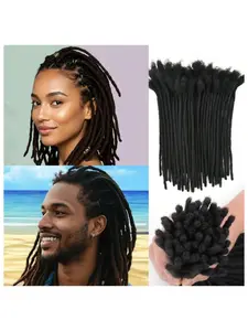 4-16 Inch 30 Strands Loc Extensions Human Hair, 0.6cm Width Real Human Hair Dreadlocks Extensions For Man/Women Full Handmade Dreads Can Be Dyed