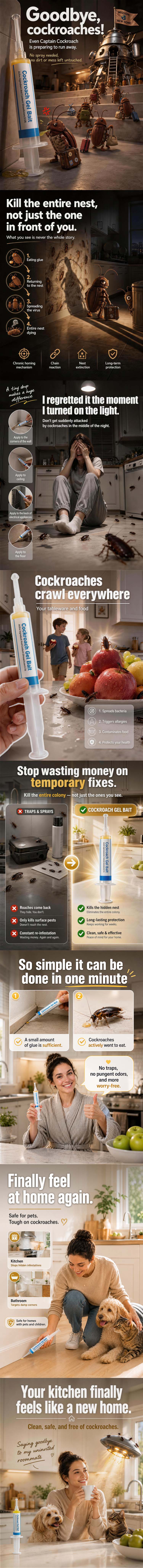 SOPAMI Insecticidal Bait - Small Size Roach Bait for Kitchen & Indoor Use with Dinetofuran 0.5% Active Ingredient No Magnets Cockroach Repellent Gel Cockroach Control Cockroach Killer