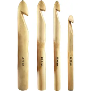 Huge Crochet Hook Set Size 12mm(O)/15mm(P/Q)/20mm(S)/25mm(U) Large Wooden Crochet Hooks  for Giant Chunky Yarn Carpet Scarf Bulky  Roving Weaving
