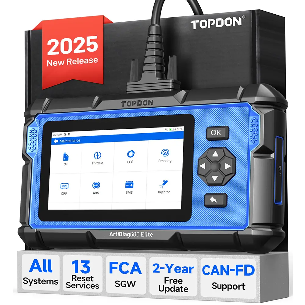 TOPDON ArtiDiag600 Elite OBD2 Scanner - Full-System Car Diagnostic Tool with 13 Reset Services, FCA AutoAuth (fca auth), CAN-FD, 2-Year Free Updates, Upgraded AD600S/AD500 [DealsForYouDays]