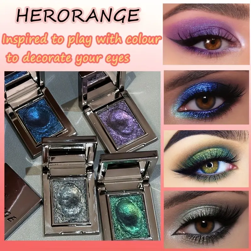 [4-Piece Limited Set]HERORANGE Luxury Single Eyeshadow -Shimmer/Metallic/Matte, Highly Pigmented & Blendable, Long-Lasting WaterproofNo Fallout, Perfect For Daily/Party/Stage Makeup, Beginner-Friendly Creamy！