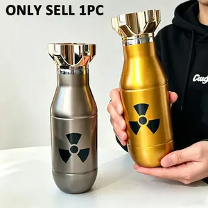 Nuke-Shaped Insulated Water Bottle, Stainless Steel Vacuum Insulated Tumbler,  Leakproof, Airtight & Durable, 24H Cold/12H Hot, Military Style Tumbler for Outdoor Camping, Hiking, Unique Birthday Gift for Him, Cool Gift for Men, Father's Day Gifts