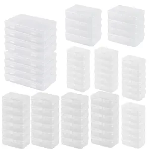 A Set of 64 Pcs Storage Box with Lid,Storage Container with Lid with 4 Different Sizes,Transparent Plastic Storage Box for Tablets,Jewelry,Crafts,Halloween Christmas Party Gifts,Tools & Hardware