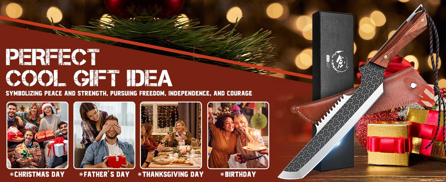 ROCOCO Meat Cleaver Knife Heavy Duty Butcher Knife for Meat Cutting Forged Cleaver Knife, Idea Gift for Father and Mother