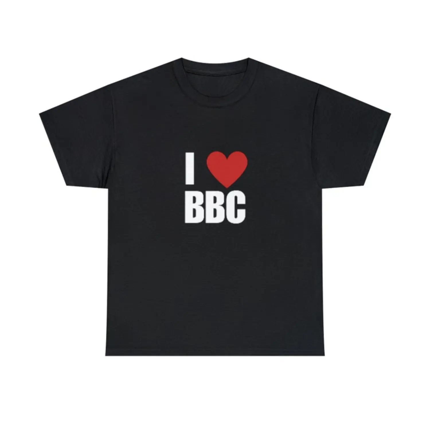 Men's Regular Adult Menswear Sports Casual Cotton Knit Round Neck Short-Sleeve T-Shirt - All Seasons, Funny "I Love BBC" Drawing Graphic Fabric Top, Crew Neck, Machine Washable