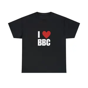Funny Graphic Cotton Knit Round Neck Top - I Love BBC Short-Sleeve Casual T-Shirt