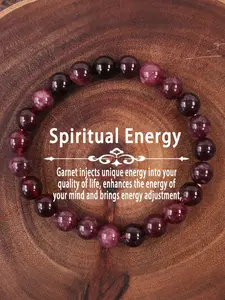 Garnet Crystal Bracelet, 8mm Beads Jewelry Gift, Success Love Vitality Spiritual Present, Exquisite Look Bracelet for Women Men