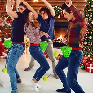 Swinging Swing Ball Game Set, Tether Ball, (Including 1pc Net Cup 1pc Rope 1pc Ball 1pc Belt), Party Swing Bucket Game, Multi-Person Interactive Game, Can Be Used for Eye And Waist Coordination Training, Fun Party Game, Inflatable Ball