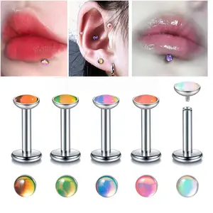 Gradient Glossy Labret Stud, Sparkle Finish, Lip & Cartilage Piercing Jewelry