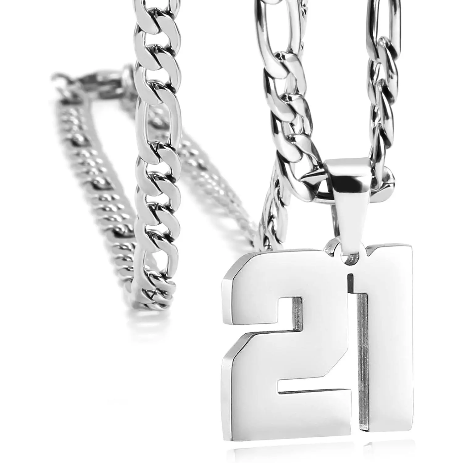 Personalized Jersey Number Necklaces for Mens,Athletes Stainless Steel Sport Number Pendant Chain for Mens Baseball/Basketball/Football Team Inspiration Jewelry with Gifts