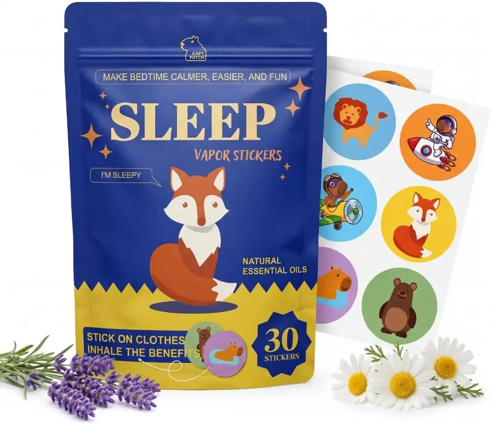 Capy Patch Relax Sleep Promoting Stickers for Kids and Adults (24 Pack) – Chemical and Drug Free, Melatonin Free, Natural Sleep Support for Bedtime and Relaxation