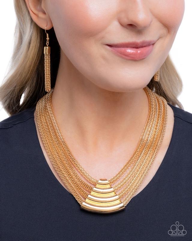 MESH-Age Gold Color Multi-Layered Necklace with Layered Design for Elegant Look