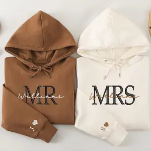 Personalized Mr&Mrs Family Name Sweatshirt/Hoodie/T-shirt,Embroidered Couple Sweater,Honeymoon Wedding Gift,Custom Matching Wifey Hubby Crew neck,Mother's Day Gift