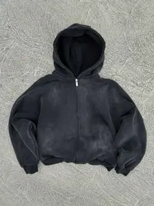 Men's Solid Color Zipper Drop Shoulder Loose Fitting Hoodie Sweatshirt, Casual Loose-Fit Long Sleeve Pullover for Spring & Fall, Daily Wear Fashion Top