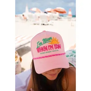 I’m Nicer when I’m Tan - Pink Canvas Trucker Hat