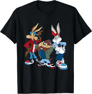 100% Cotton Unisex Looney Tunes Wiley, Bugs Bunny, Taz T-Shirt