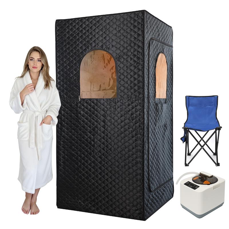 Portable Steam Sauna, Portable Sauna for Home, Sauna Tent Sauna Box with 3L Steamer, Remote Control, Folding Chair, 9 Levels, 2.9’ x 2.9’ x 5.9’