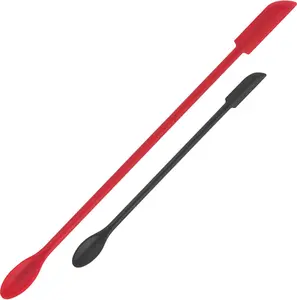 Mini Silicone Spatula Set (2PCS) – Reusable Makeup Scrapers, Tiny Beauty Tools for Cosmetic Jars, Black & Red