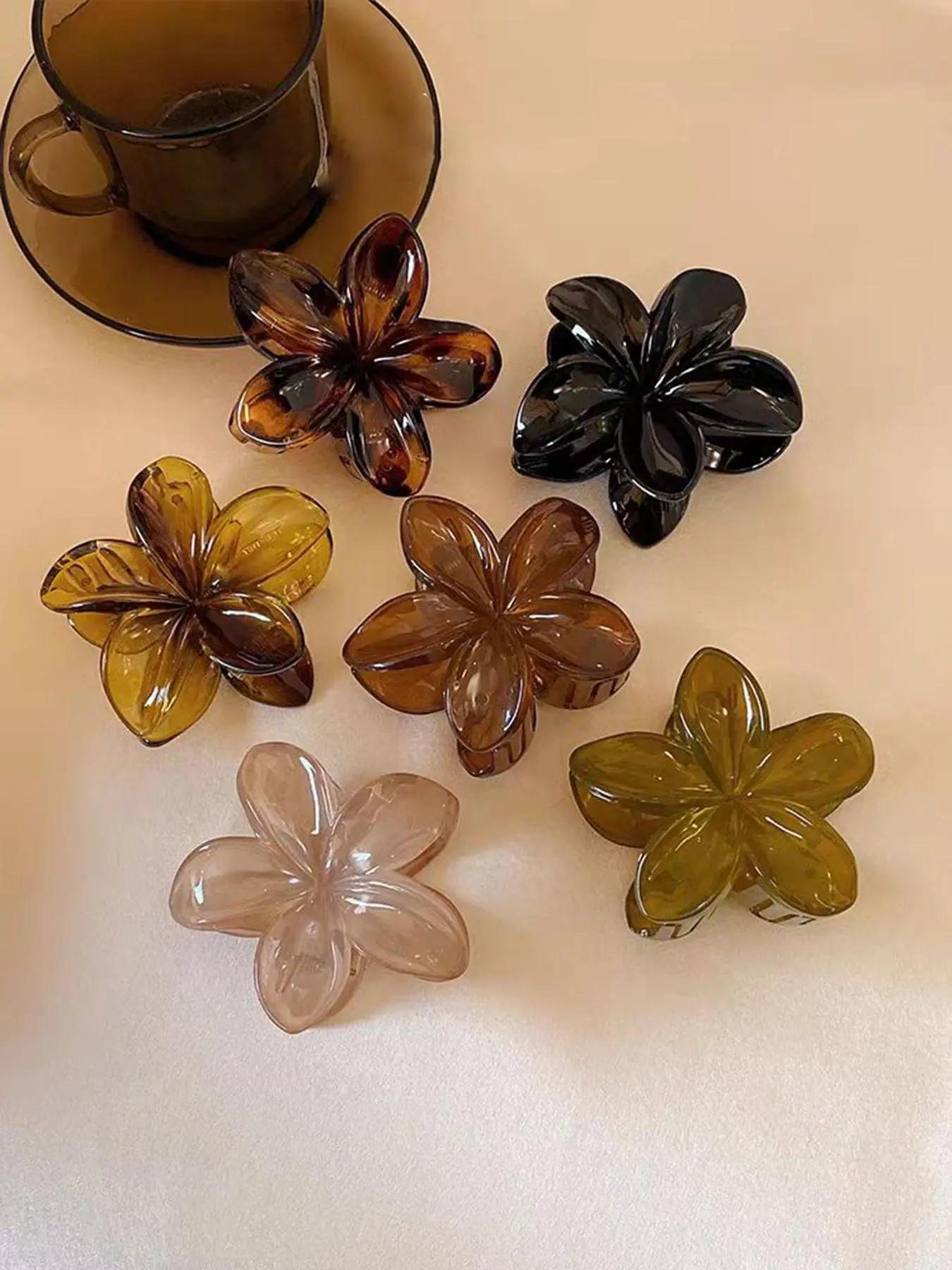 Vintage Flower Design Hair Claws Set, Fashionable Hair Accessories for Women & Girls, Minimalist Headwear Suitable for Thick Hair, Flower Hair Clip