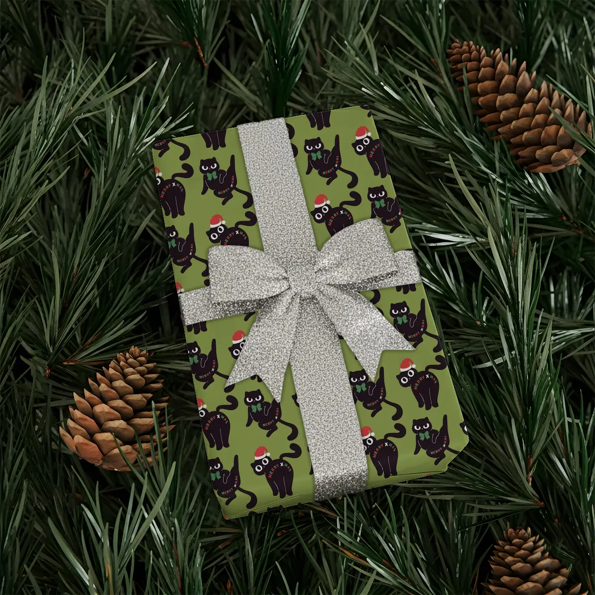 Christmas Black Cat Wrapping Paper Roll, Funny Christmas Wrapping Paper, Naughty Adult Rude Humor Gift Wrap, Xmas Cheeky Holiday Wrap for Women Men, Gag Gift Wrap for Christmas Party, Holiday, Birthday - cat10129