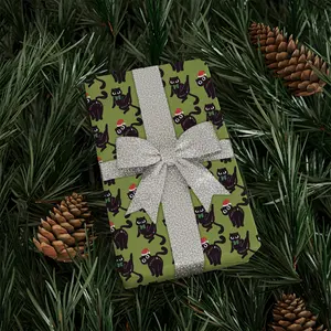 Christmas Black Cat Wrapping Paper Roll, Funny Christmas Wrapping Paper, Naughty Adult Rude Humor Gift Wrap, Xmas Cheeky Holiday Wrap for Women Men, Gag Gift Wrap for Christmas Party, Holiday, Birthday - cat10129