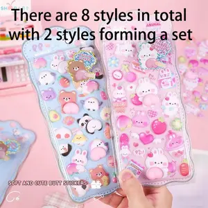 Cute Cartoon Soft Plush Stickers for Kids, 3D Bubble Decals, Creative Phone Case Decorations, DIY Diary Book Scrapbook Frame Greeting Cards