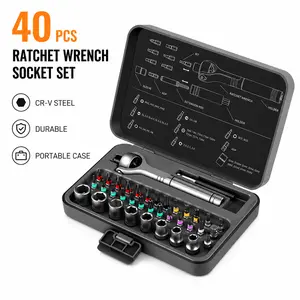40-in-1 Multi-Bit Hand Tool Kit with Magnetic Bits, All-in-One Ratchet Socket Tool Set  Compact Repair Kit for Car, Motorcycle & DIY Projects Multipurpose Screwdriver Kit Switchable Screwdriver