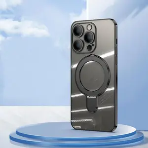 Magnetic Pivot Stand Phone Case, 1 Count Electroplating Magnetic Phone Protective Cover, Phone Accessories Compatible with iPhone, Protector