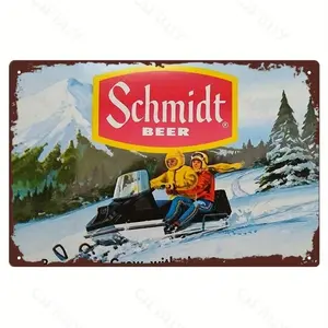 Vintage Beer And Snowmobile Aluminum Metal Sign 8x12 Inch Retro Wall Art For Home Bar Garage Man Cave Decor Home Decoration