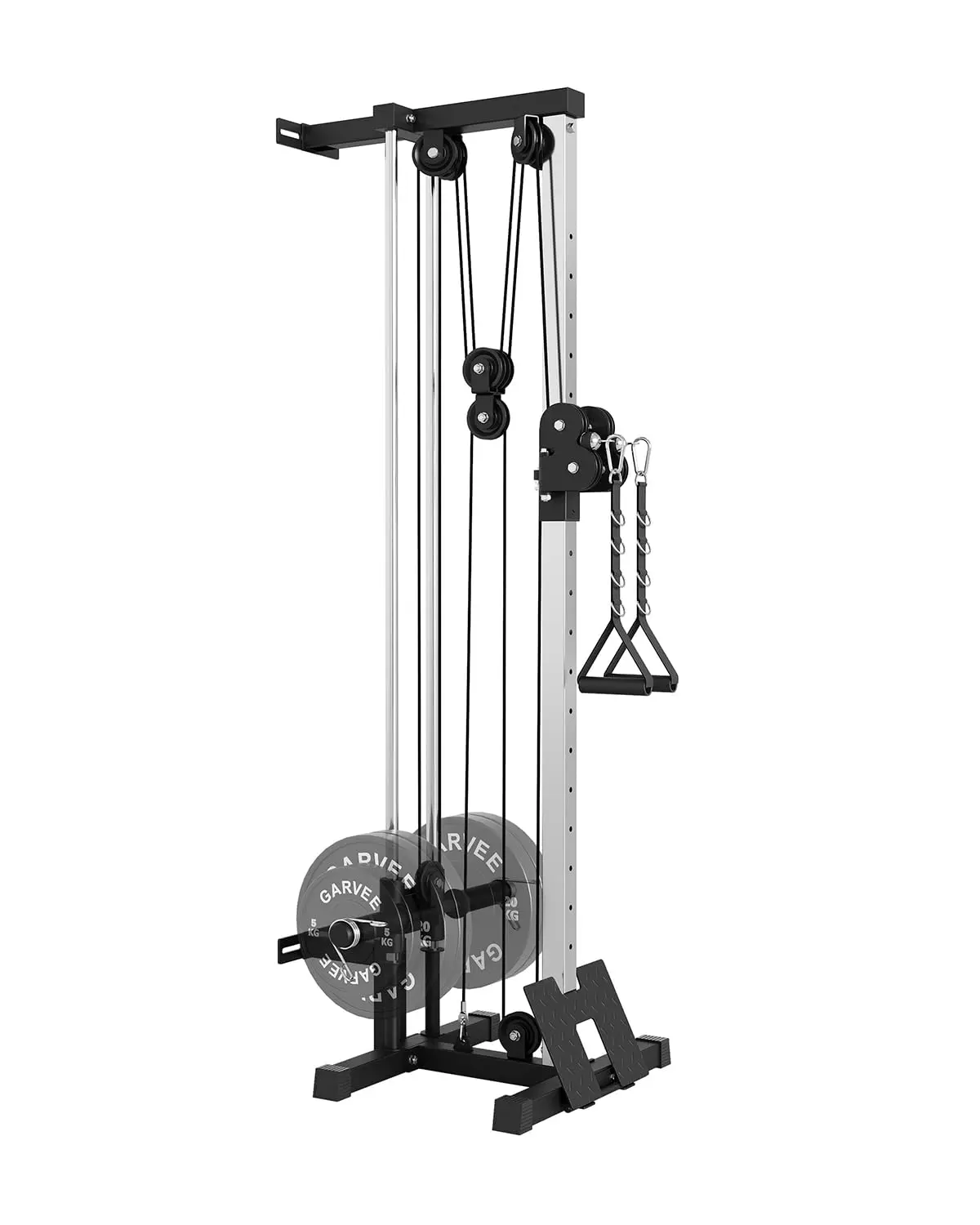 Wall Mount Cable Station, High and Low Cable Crossover Machine with Removable Footplate with 18 Adjustable Positions, 400LBS Capacity for Garage Home Gym