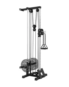 Wall Mount Cable Station, High and Low Cable Crossover Machine with Removable Footplate with 18 Adjustable Positions, 400LBS Capacity for Garage Home Gym