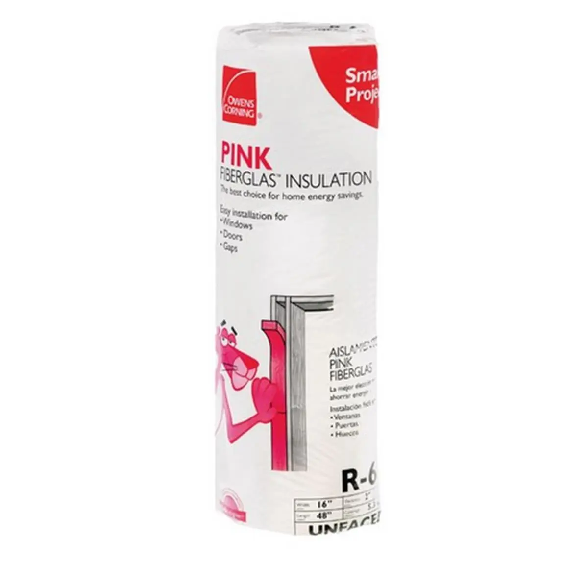 Owens Corning 514486 Unfaced Fiberglass Insulation, 2 in. Thick, 16 in. x 48 in. Size, 5.3 sq. ft. Coverage, R-6.7, Energy-Saving, Formaldehyde-Free Multi-Purpose Building Supply