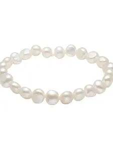 Handmade Women's 7-8mm Freshwater Pearl Bracelet, Pearl Beaded Bracelet, Elastic Bead Design, Exquisite Bracelet, Perfect for Daily Wear, Multiple Colors Available